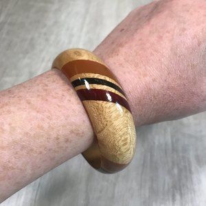 5/$45 Striped Wooden Bangle Bracelet Boho Hippie Festival.